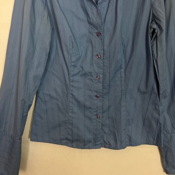 B Works Vintage Y2K Blue Button Down Long Sleeve Top Size Small - Picture 4 of 11